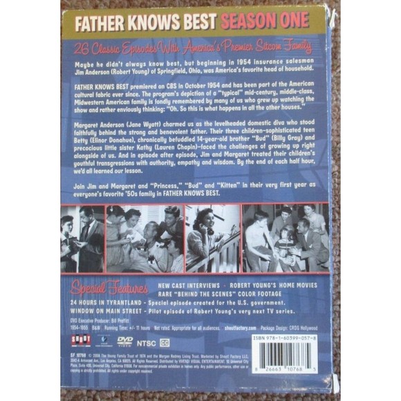 Father Knows Best Season 1 One DVD Robert Young, Jane Wyatt, Elinor Donahue - Picture 2 of 6